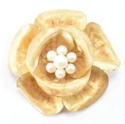 VINTAGE 18CT GOLD & CULTURED PEARL BROOCH