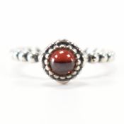 SILVER & RED STONE PANDORA RING