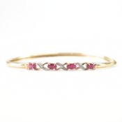 VINTAGE GOLD RUBY & DIAMOND BANGLE BRACELET