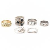 ASSORTMENT OF SIX SILVER RINGS