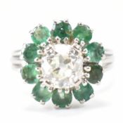 FRENCH 18CT GOLD EMERALD & DIAMOND TARGET RING