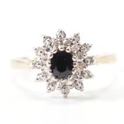 HALLMARKED 9CT GOLD SAPPHIRE & DIAMOND CLUSTER RING