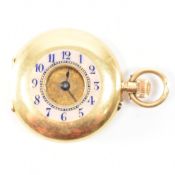 HALLMARKED 18CT GOLD HALF HUNTER FOB WATCH