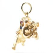 HALLMARKED 9CT GOLD & STONE SET BULLDOG PENDANT CHARM