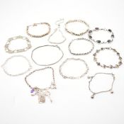 GROUP OF VINTAGE SILVER CHAIN BRACELETS