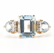 TOPAZ & DIAMOND THREE STONE RING