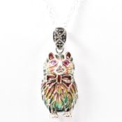 925 SILVER PLIQUE A JOUR CAT PENDANT NECKLACE