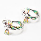 PAIR OF 925 SILVER PLIQUE A JOUR HOOP EARRING