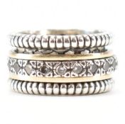SILVER & GOLD WHITE STONE SPINNER RING
