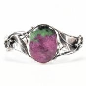 ART NOUVEAU STYLE SILVER & RUBY ZOISITE PANEL BRACELET