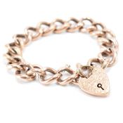 VINTAGE MID 20TH CENTURY 9CT GOLD HEART LOCK BRACELET