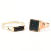 TWO 9CT GOLD RINGS - SIGNET & PANEL