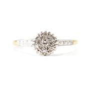 VINTAGE 18CT GOLD & PLATINUM DIAMOND CLUSTER RING