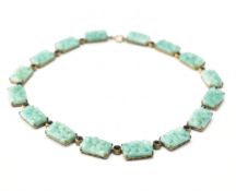 1930S CZECHOSLOVAKIAN SIMULATED JADE PANEL NECKLACE