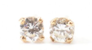 PAIR 14CT GOLD AND DIAMOND EARRINGS