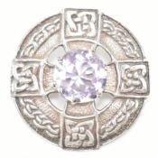 VINTAGE SILVER HALLMARKED SCOTTISH SILVER & AMETHYST BROOCH