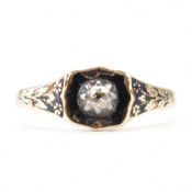 VICTORIAN GOLD DIAMOND & ENAMEL MOURNING RING