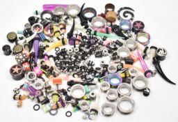 LARGE GROUP OF STRETCHED PIERCING JEWELLERY