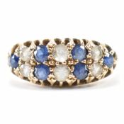 VINTAGE GOLD BLUE & WHITE STONE RING