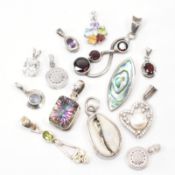 GROUP OF 925 SILVER STONE SET PENDANT CHARMS