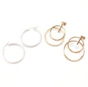 TWO PAIRS 9CT GOLD HOOP EARRINGS