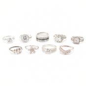 COLLECTION OF 925 SILVER & WHITE STONE DRESS RINGS