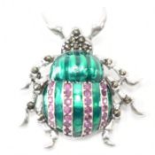 SILVER ENAMEL LADYBIRD BROOCH PIN