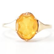 VINTAGE 9CT GOLD & YELLOW STONE RING
