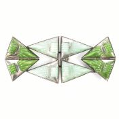 ART DECO SILVER BLUE & GREEN CHATOYANT SET BELT BUCKLE