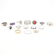 TWELVE VINTAGE SILVER RINGS