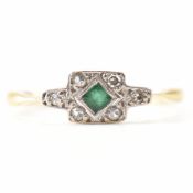 ART DECO 18CT GOLD EMERALD & DIAMOND RING
