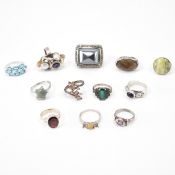 GROUP OF SILVER STONE SET DRESS RINGS