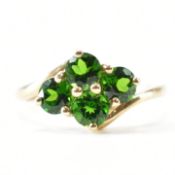 HALLMARKED 9CT GOLD & GREEN STONE RING