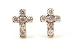 HALLMARKED DIAMOND CRUCIFIX EARRINGS
