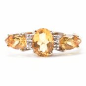 HALLMARKED 9CT GOLD & CITRINE RING