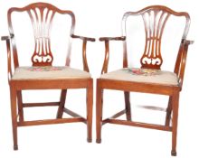 PAIR OF 18TH CENTURY GEORGE III MAHOGANY CARVER CHAIRS