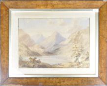 19TH CENTURY WATERCOLOUR MOUNTAIN LANDSCAPE SCENE