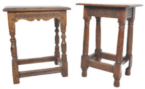 TWO JACOBEAN REVIVAL OAK JOINT STOOL