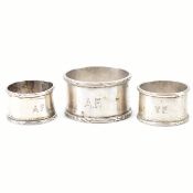 THREE ANTIQUE AUSTRO HUNGARIAN SILVER NAPKIN RINGS