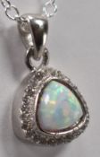 925 SILVER SYNTHETIC OPAL PENDANT & NECKLACE CHAIN