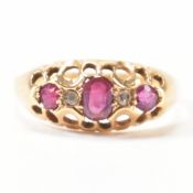 HALLMARKED 18CT GOLD RUBY & DIAMOND RING