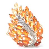 HALLMARKED 9CT GOLD DIAMOND & ORANGE STONE RING