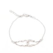 SILVER & CZ CROSSED C'S BRACELET