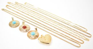 GROUP OF 925 SILVER GILT GOLD TONE CHAIN NECKLACES & PENDANTS