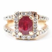 VINTAGE RUBY & DIAMOND GOLD RING