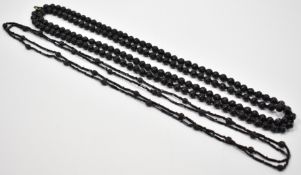 TWO 920S ART DECO NECKLACES - JET & GLASS
