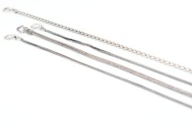 FOUR SILVER NECKLACE CHAINS