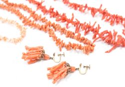 COLLECTION OF VINTAGE BRANCH CORAL JEWELLERY