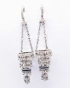 PLATINUM SAPPHIRE & DIAMOND DROP CHANDELIER EARRINGS