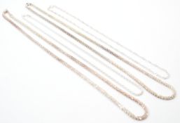 GROUP OF 925 SILVER FANCY LINK CHAIN NECKLACES